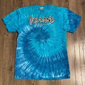 Vintage Visions Resortwear Blue Holland Michigan Tie-Dye Shirt size XL
